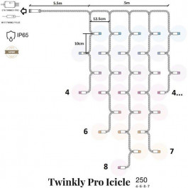   Twinkly Smart LED Pro Icicle AWW 250, IP65, AWG22 PVC Rubber белый (TW-PLC-I-CA-250GOP-WR)