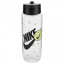   Nike TR Renew Recharge Straw Bottle 24OZ грфічний прозорий чорний 709 мл N.100.7643.968.24 (887791742452)