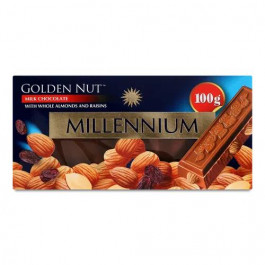   Millennium Шоколад молочний  Golden Nut мигдаль-родзинки, 100г (876019) (4820240031529)