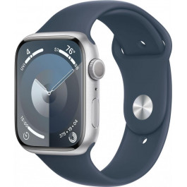   Apple Watch Series 9 GPS + Cellular 45mm Silver Alu. Case w. Storm Blue S. Band - M/L (MRMH3)