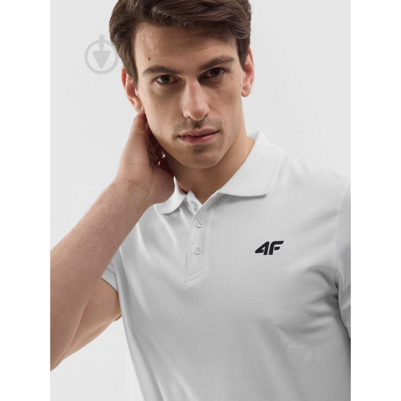 4F Поло довге чоловіче  Polo Shirt M129 4FWSS24TPTSM129-10S XL Біле (5904698717613) - зображення 1