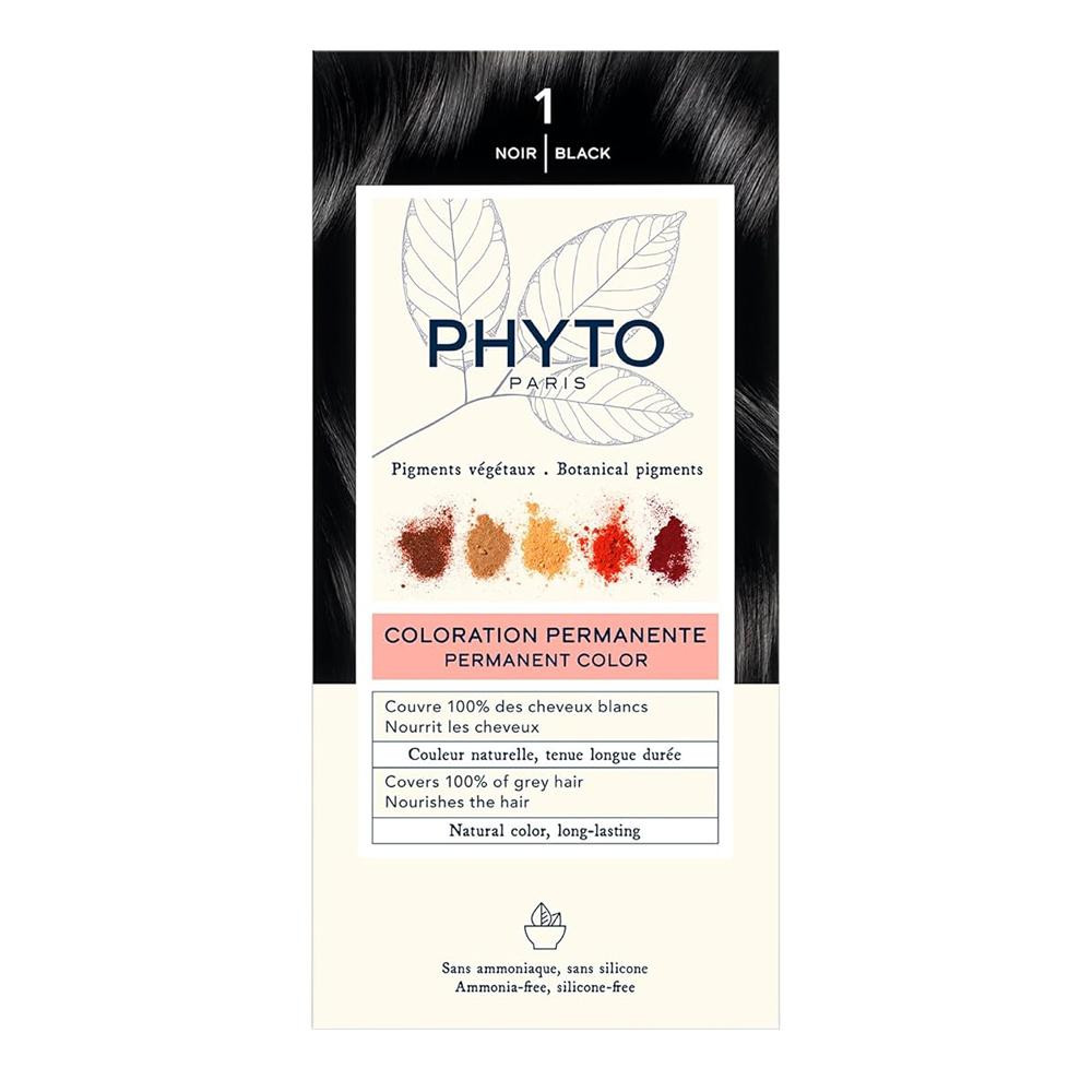 Phyto Стойкая крем-краска для волос  Phytocolor Coloration Permanente 1 Черный, 112 мл - зображення 1