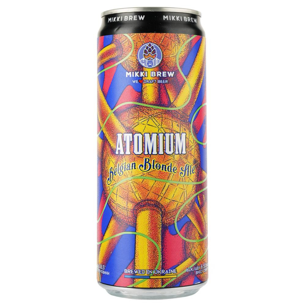 Mikki Brew Пиво  Atomium, світле, нефільтроване, 6,5%, 0,33 л, з/б (4820183001863) - зображення 1