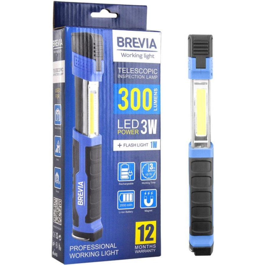 Brevia 3W COB 1W LED 300lm 2000mAh microUSB (11350) - зображення 1