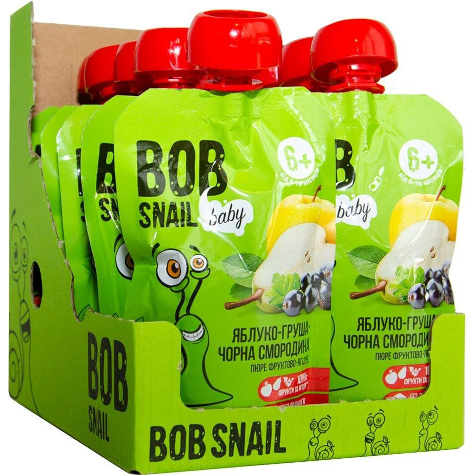 Bob Snail Пюре Яблуко Груша Чорна Смородина 90 г - зображення 1