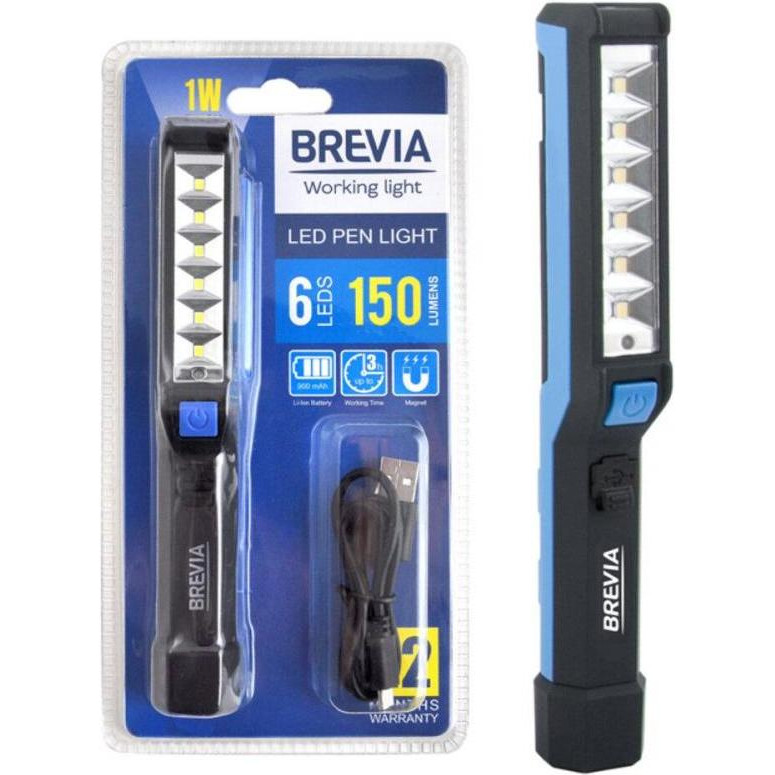 Brevia LED Pen Light 6SMD 1W LED, 150lm, 900mAh, microUSB (11210) - зображення 1