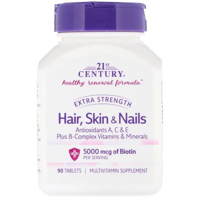 21st Century Hair, Skin & Nails, Extra Strength, 90 таблеток (CEN-27847) - зображення 1