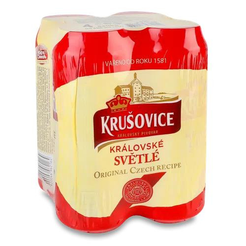 Krusovice Пиво  Kralovske Svetle, світле, з/б, 4,2%, 2 л (4 шт. по 0,5 л) (4820046964212) - зображення 1