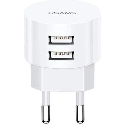 USAMS US-CC080 T20 Dual USB Round Travel Charger White (CC80TC01) - зображення 1