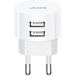   USAMS US-CC080 T20 Dual USB Round Travel Charger White (CC80TC01)