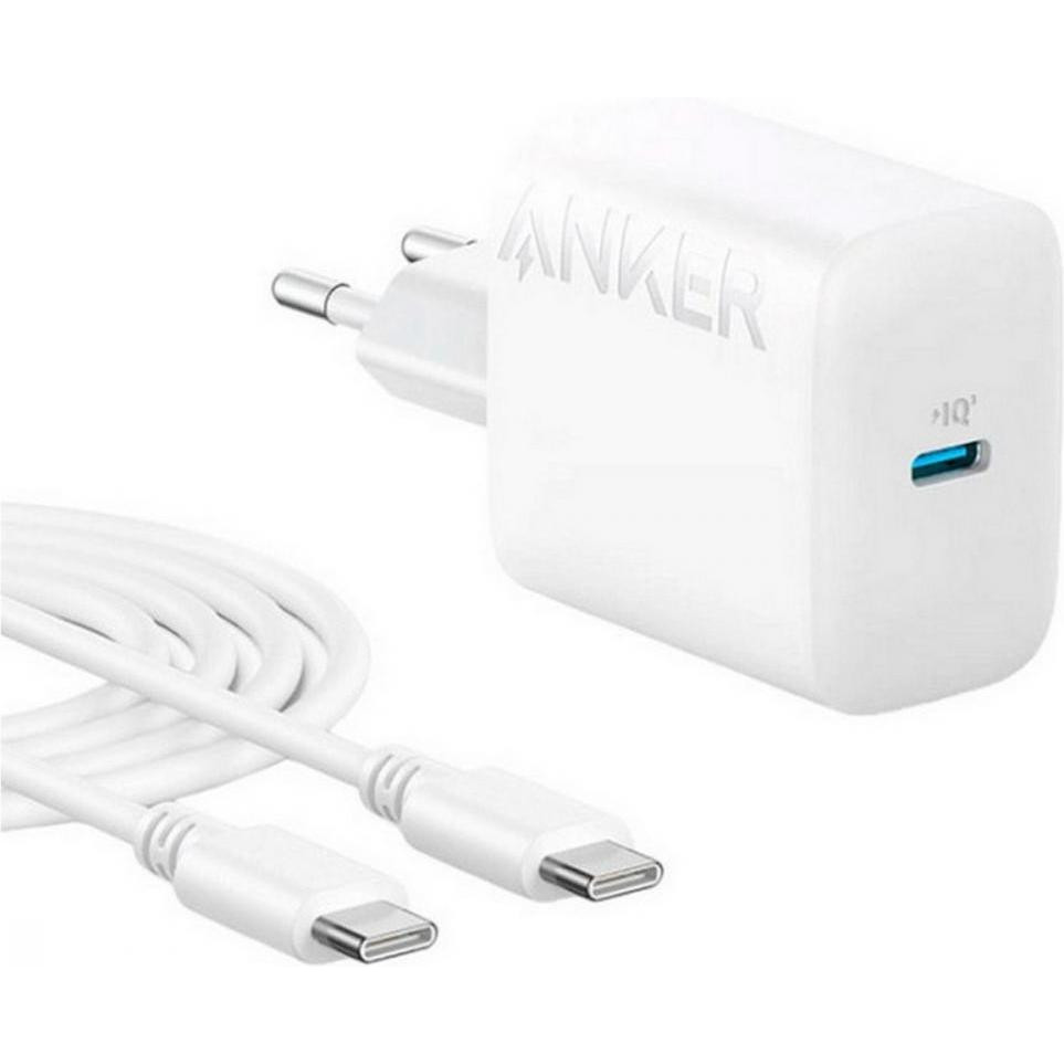 Anker PowerPort 312 20W  White Type-C to Type-C cable (B2347G21) - зображення 1