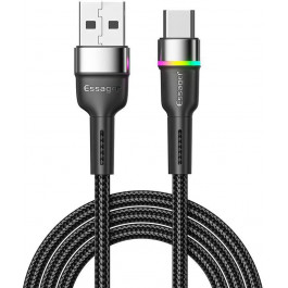   Essager Colorful LED Fast Charging Cable 3A USB-A to Type-C 2м Black (EXCT-XCDA01)