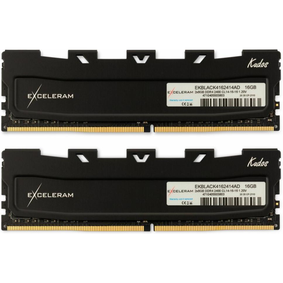 Exceleram 16 GB (2x8GB) DDR4 3200 MHz Kudos Black (EKBLACK4163216AD) - зображення 1