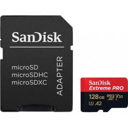   SanDisk 128 GB microSDXC UHS-I U3 Extreme Pro + SD Adapter SDSQXCD-128G-GN6MA