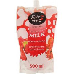   Dolce Vero Рідке мило  Strawberry Milk з молочними протеїнами дой-пак 500 мл (4820091146953)