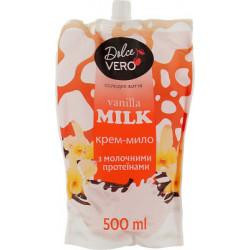 Dolce Vero Рідке мило  Vanilla Milk з молочними протеїнами дой-пак 500 мл (4820091146939) - зображення 1