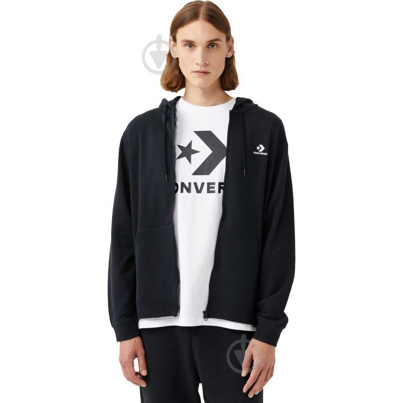 Converse Чорна чоловіча кофта  GO-TO EMBROIDERED STAR CHEVRON ZIP HOODIE con10023871-001 - зображення 1