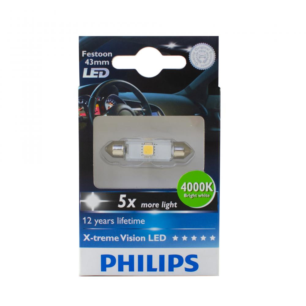 Philips C5W X-tremeVision LED 4000K 12V (129454000KX1) - зображення 1