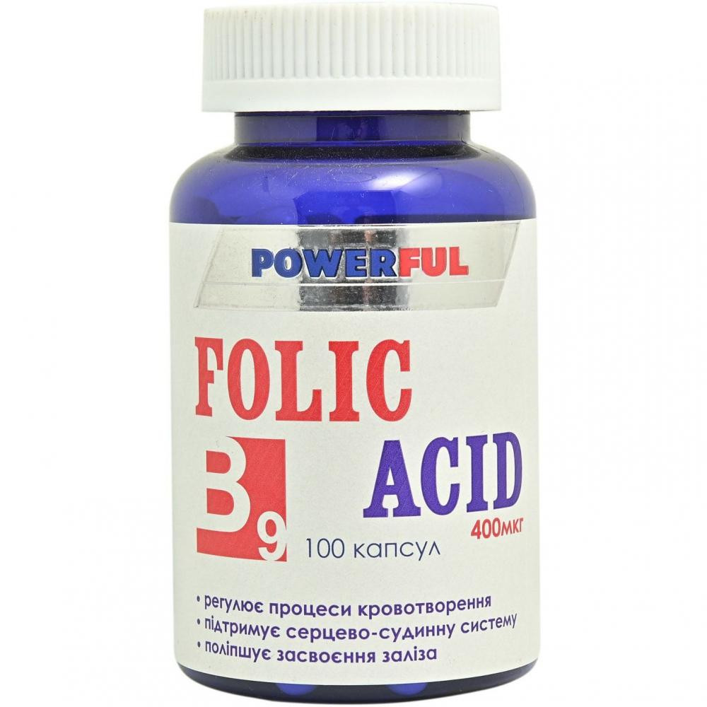 POWERFUL Folic Acid  400 мкг 100 капсул - зображення 1