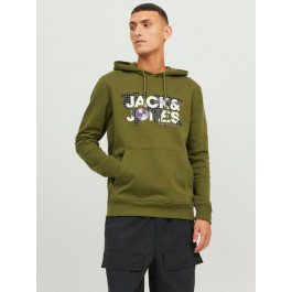   Jack & Jones Худі на флісі чоловіче  XAZ436145YVOL L Блідо-зелене з принтом (DD8000007930371)