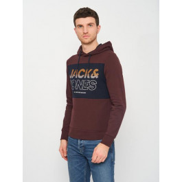   Jack & Jones Худі утеплене на флісі чоловіче  XAZ209446SHCQ XS Сливове з принтом (DD8000004333250)