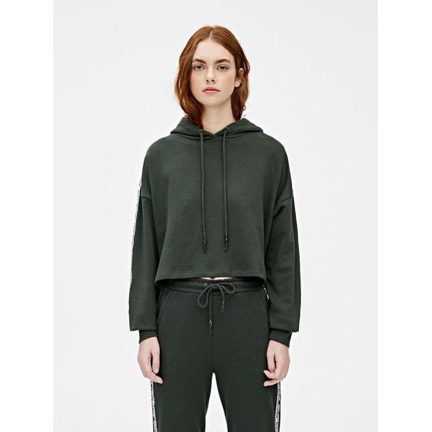 Pull&Bear Худі жіноче  XAZ371906AXLL L Темно-зелене з білим (DD8000006929765) - зображення 1