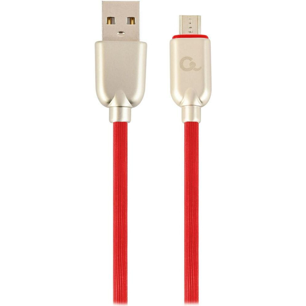 Cablexpert Premium Rubber Micro-USB Red 2m (CC-USB2R-AMMBM-2M-R) - зображення 1