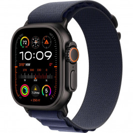   Apple Watch Ultra 2 GPS + Cellular 49mm Black Titan. Case w. Navy Alpine Loop - Large (MYTF3+MYPY3)