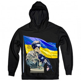   TKT Import Худі бавовняний чорний з принтом Ukrainian Flag and Warrior  7000110-black XXL