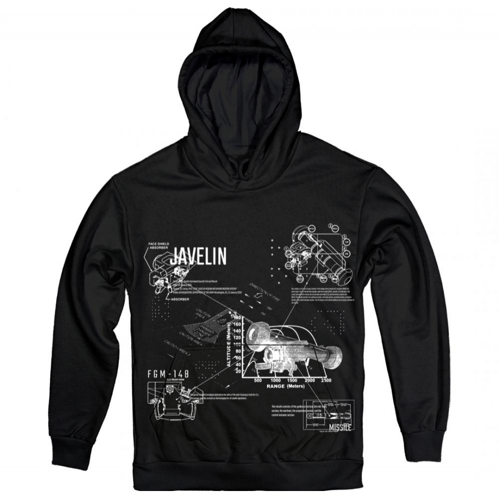 TKT Import Худі бавовняний чорний з принтом Javelin  7000103-black XXL - зображення 1