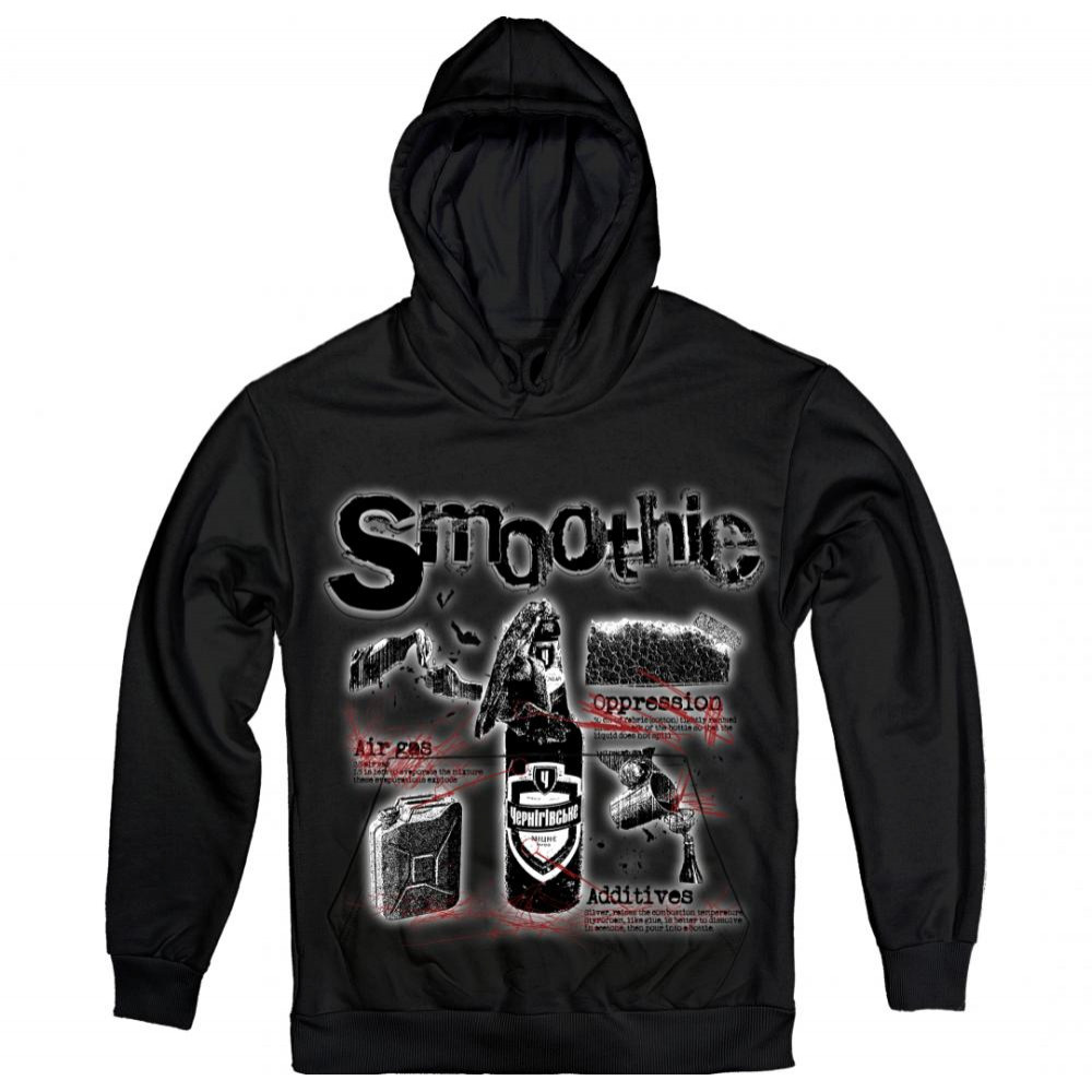 TKT Import Худі бавовняний чорний з принтом Smoothie  7000102-black XXL - зображення 1