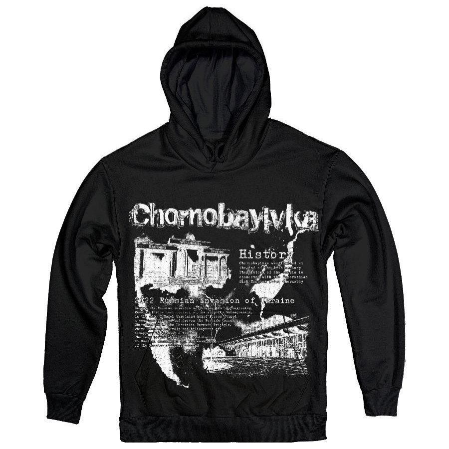 TKT Import Худі бавовняний чорний з принтом Chornobayivka  7000104-black L - зображення 1