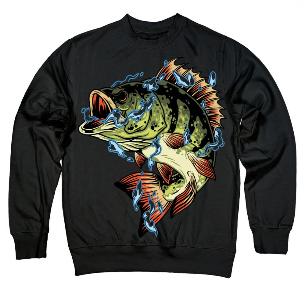 TKT Import Світшот бавовняний з принтом Angry Fish in Black  750047-black XS - зображення 1