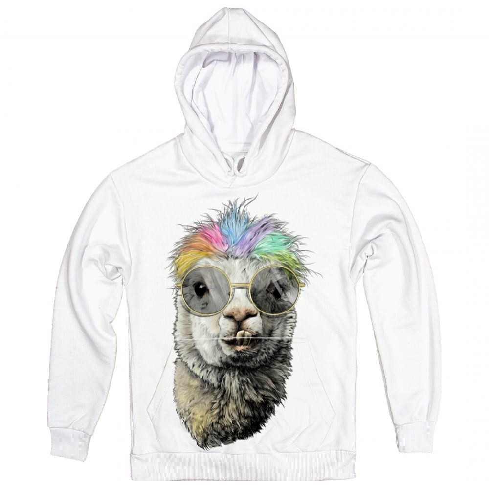 TKT Import Худі бавовняний білий із принтом Peaceful Alpaca  7000145 M - зображення 1