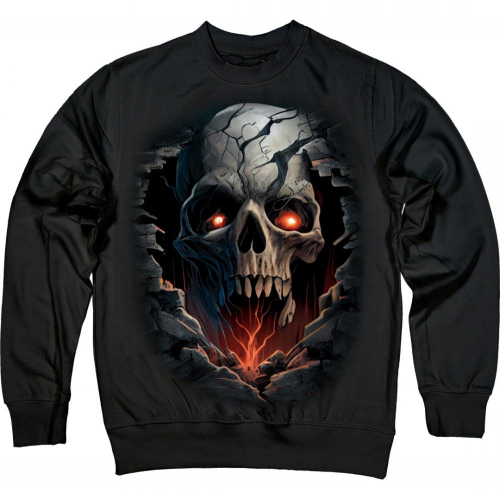 TKT Import Світшот бавовняний чорний з принтом Skull in the Rock in Black - Череп  7500167-black L - зображення 1