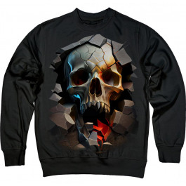   TKT Import Світшот бавовняний чорний з принтом Skull Breakthrough Rocks  7500169-black XS