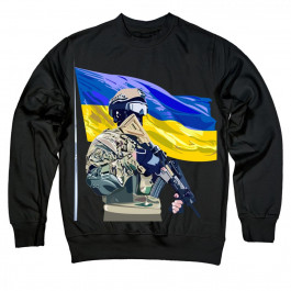   TKT Import Світшот бавовняний з принтом Ukrainian Flag and Warrior  7500110-black M