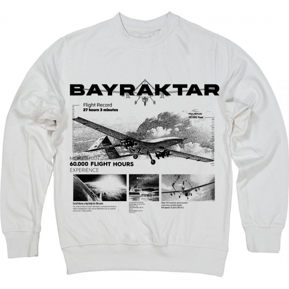 TKT Import Світшот бавовняний білий з принтом Bayraktar  7500127 XXL - зображення 1