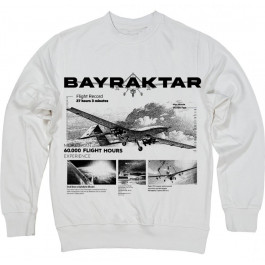   TKT Import Світшот бавовняний білий з принтом Bayraktar  7500127 XXL