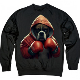   TKT Import Світшот бавовняний чорний з принтом Boxer in the Hood - Пес  7500178-black XXL