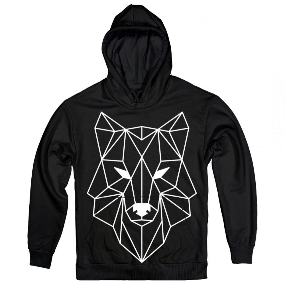 TKT Import Худі бавовняний чорний з принтом Geometric Wolf  700024-black XL - зображення 1