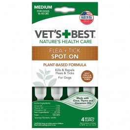   Vet's Best Капли Flea&Tick Drops Medium для собак весом от 7 до 18 кг 4 тубы (vb10519)