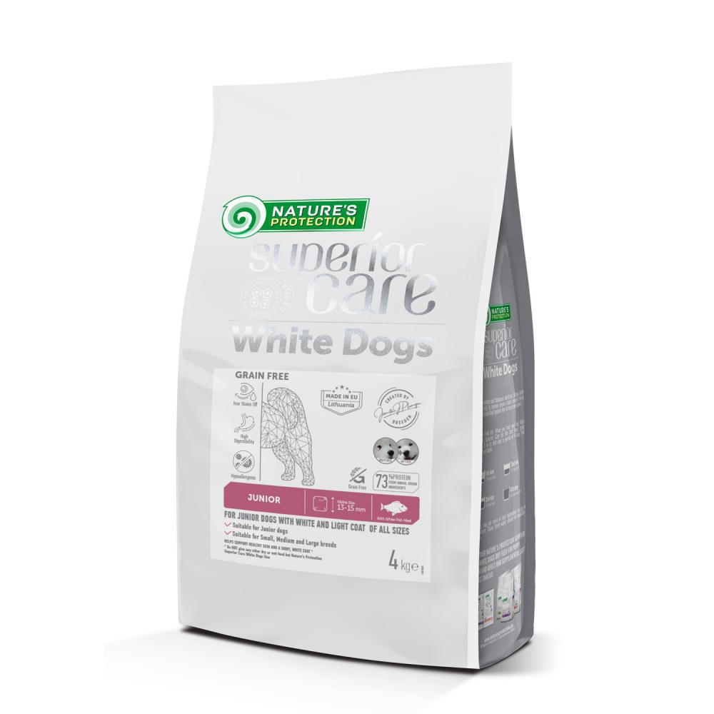 Nature's Protection Superior Care White Dogs Grain Free White Fish Junior All Sizes 4 кг (NPSC47596) - зображення 1