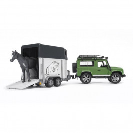   Bruder Land Rover Defender с прицепом и лошадью (02592)