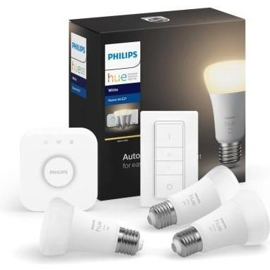 Philips Hue White: Bridge, Dimmer, лампа E27 3шт (929001821620) - зображення 1