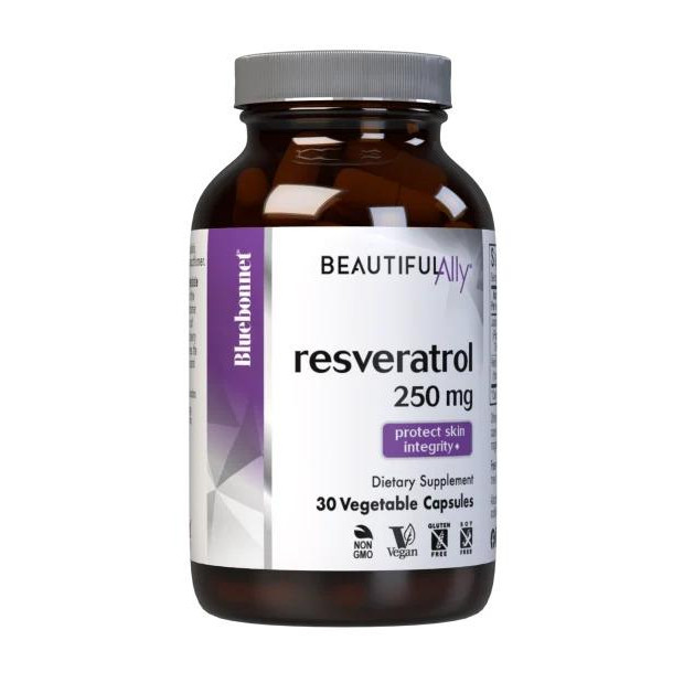 Bluebonnet Nutrition Ресвератрол 250 мг, Beautiful Ally, Bluebonnet Nutrition, Resveratrol 250 мg, 30 растительных капсул - зображення 1