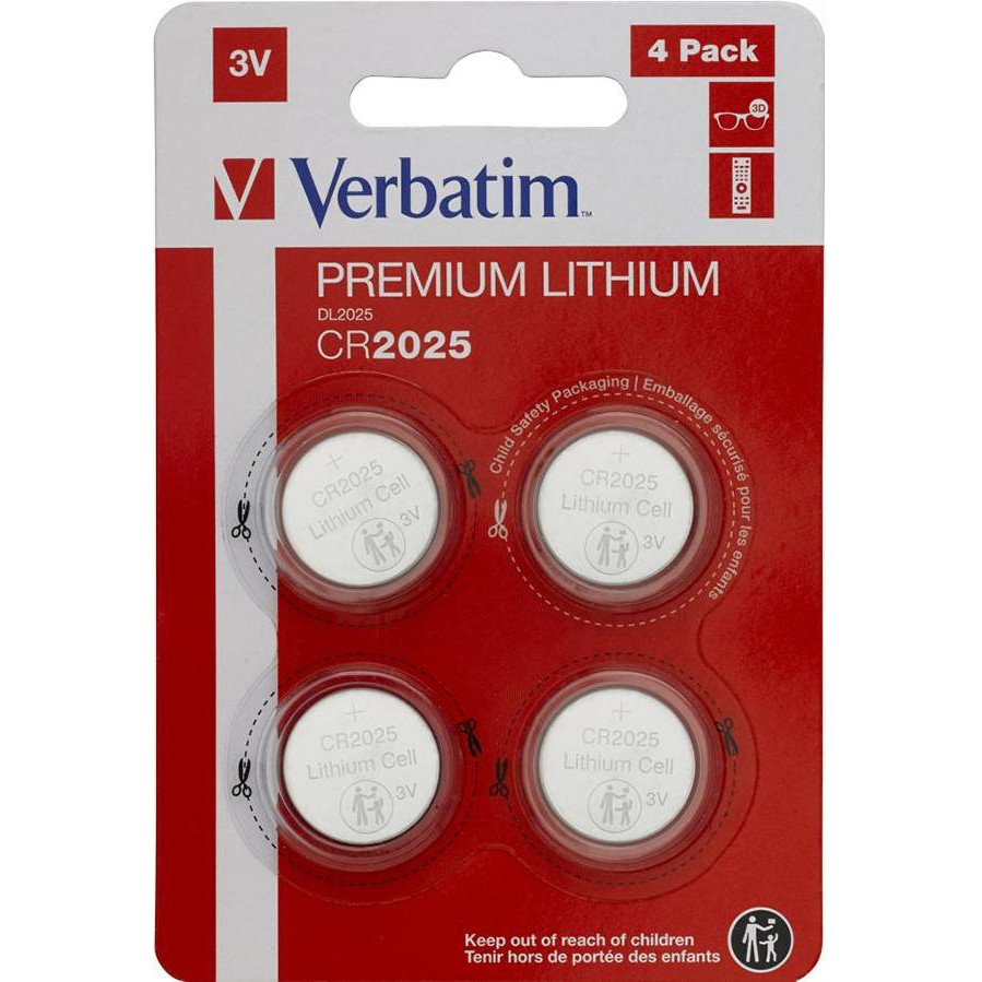 Verbatim CR-2025 bat(3B) Lithium Premium 4шт (49532) - зображення 1