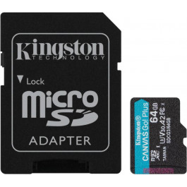   Kingston 64 GB microSDXC class 10 UHS-I U3 Canvas Go! Plus + SD Adapter SDCG3/64GB