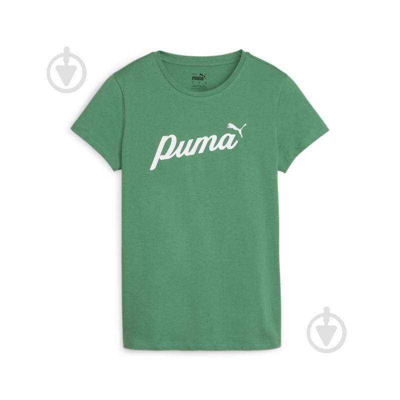 PUMA Зелена жіноча футболка  ESS+ BLOSSOM Script Tee 679315/86 - зображення 1