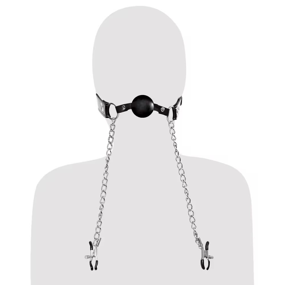 Pipedream Products Fetish Fantasy Extreme Deluxe Ball Gag and Nipple Clamps (480241) - зображення 1